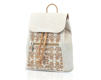 Cork backpack - Portuguese Tiles - Handmade from Portugal- Vegan - Waterproof
