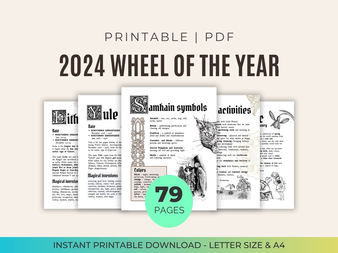 Witch Wheel of the Year 2024 Calendar Imbolc Ostara Etsy