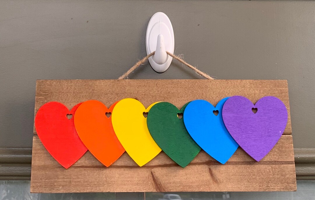Pride Door Sign Wreath Hearts, LGBT Door Hanger, LGBT Door
