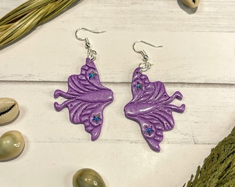 Purple Swarovski Star Moth | Polymer Clay Earrings | Native American Made
