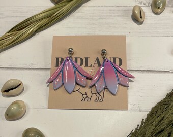 Pretty Petal Earrings | Pink Purple Blue Earrings | Polymer Clay Jewelry | Native American Made | Indigenous Owned Business |