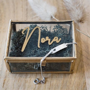 Glasschatulle in gold und silber. Super als Box für eure Eheringe oder als Schmuckbox für eine Taufkette
