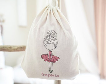 Personalized children's backpack // beige // gym bag // gift // birthday // kindergarten // ballerina // name // girl //