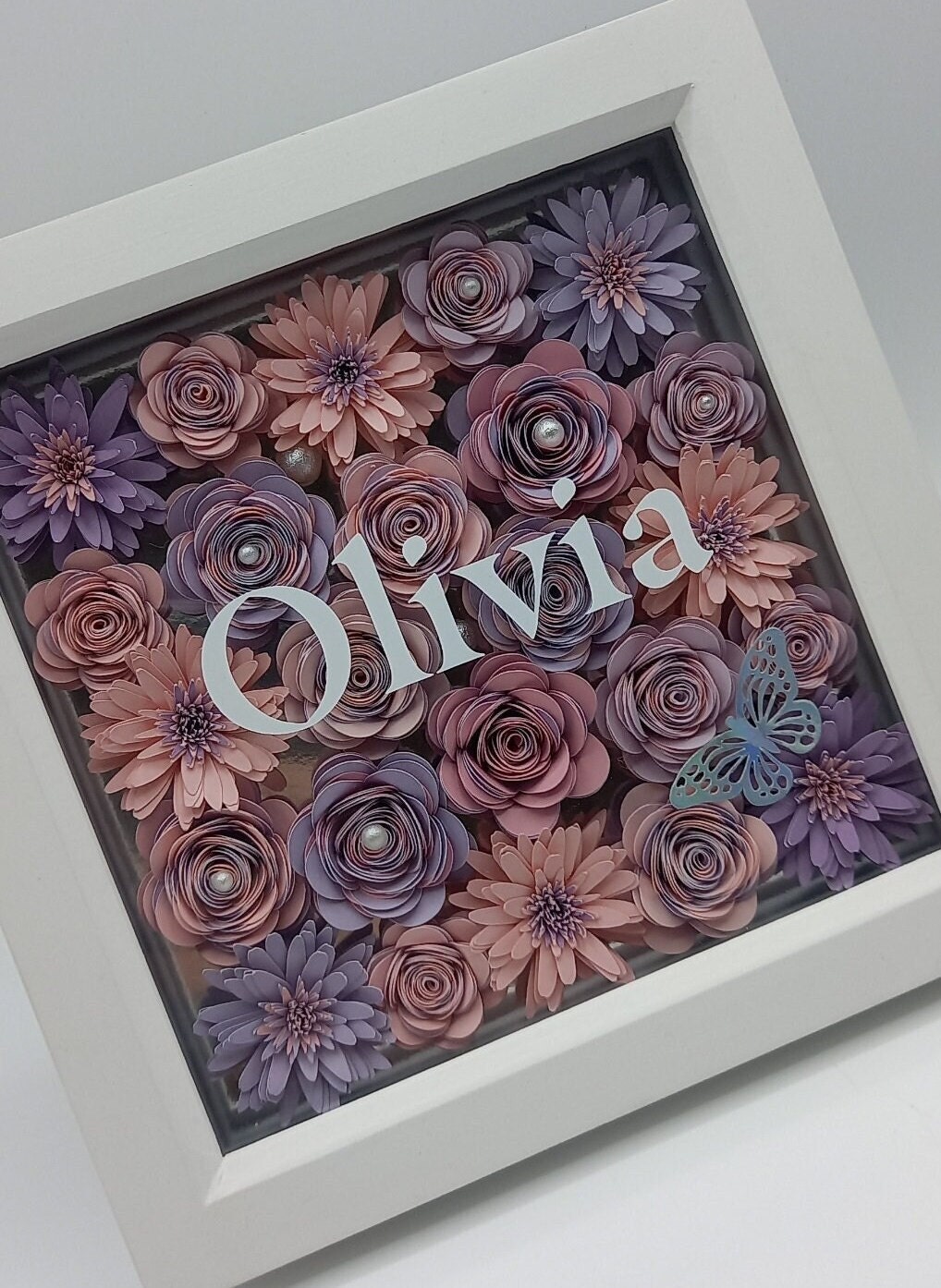 Personalised Name and Initial Shadow Box Frame Hand Rolled - Etsy UK