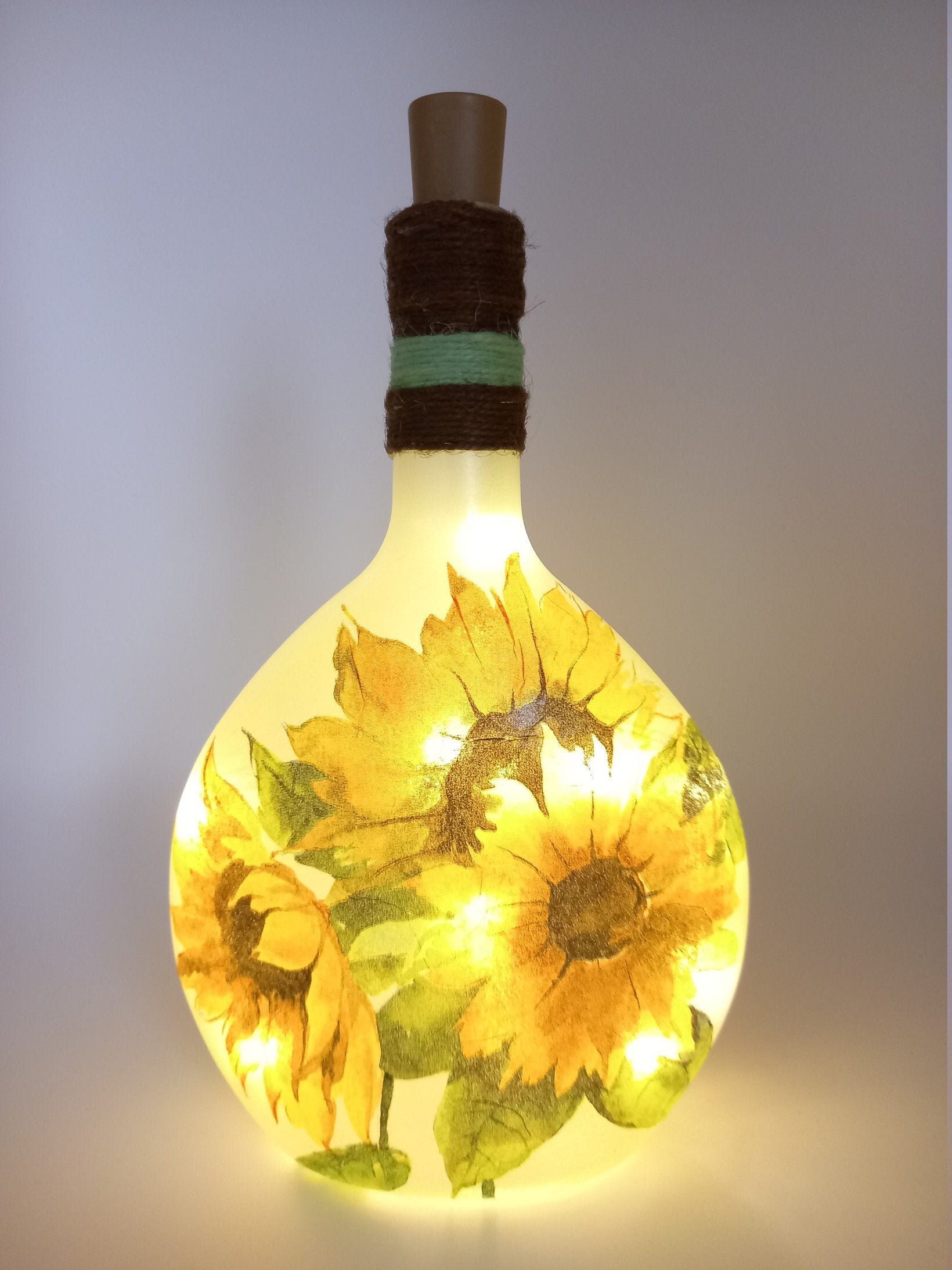 Sunflower light up bottle. Sunflowers. Bottle light. Sunflower Etsy