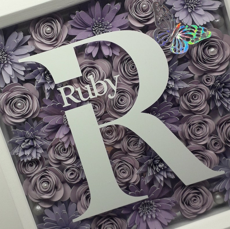 Personalised Name and Initial Shadow Box Frame Hand Rolled - Etsy UK