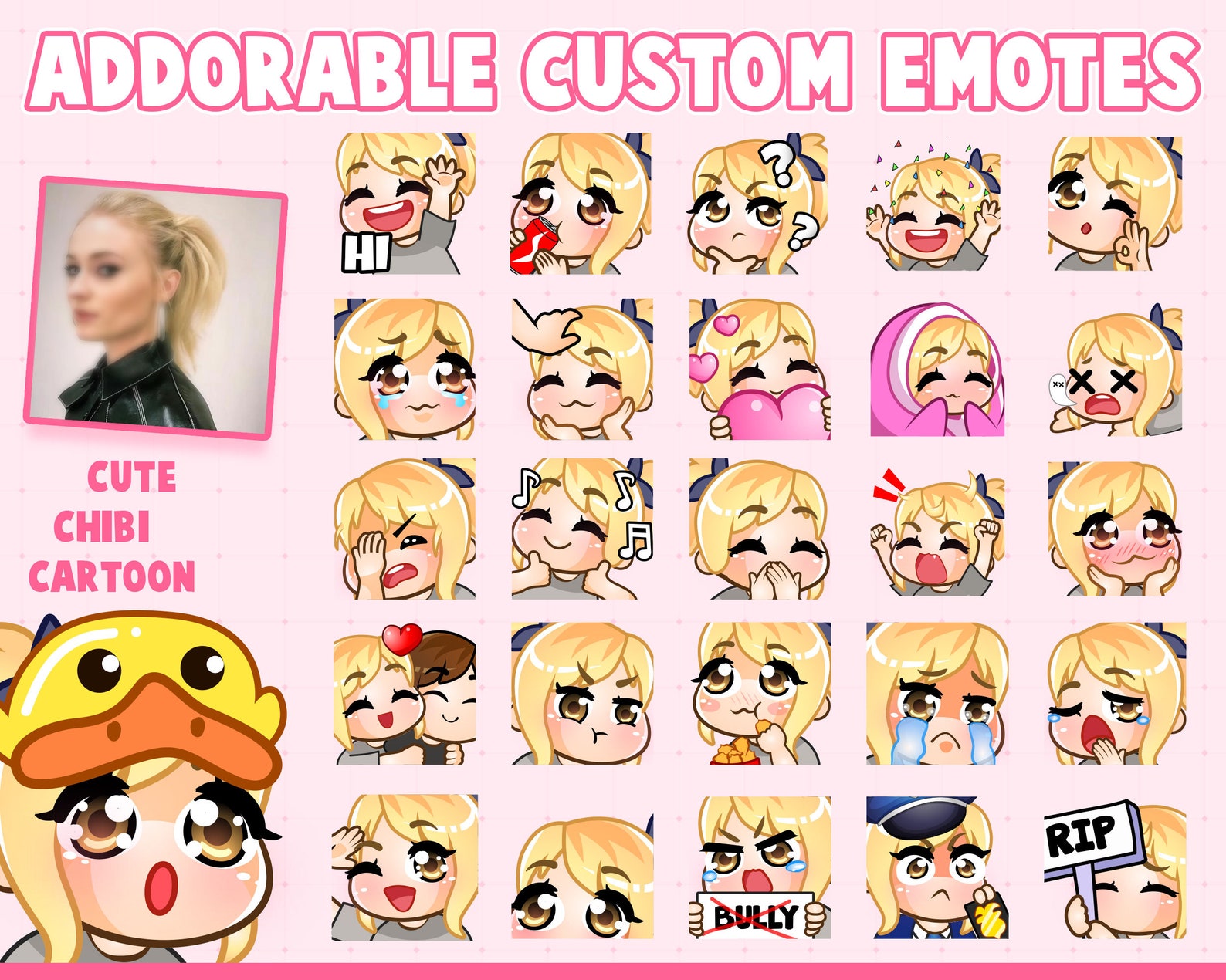 Custom Cute Chibi Pastel Emotes Emojis Sticker for Etsy