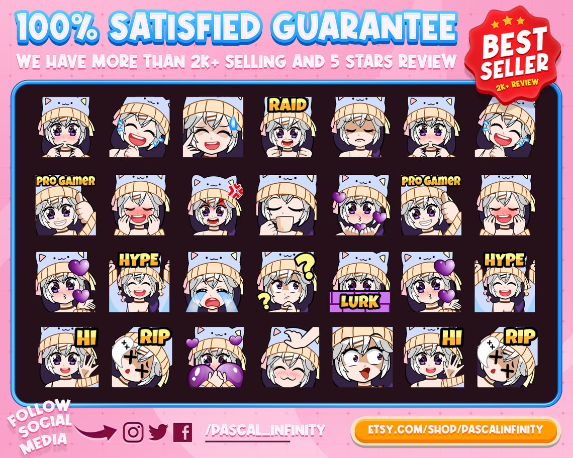 Custom Cute Chibi Pastel Emotes Emojis Sticker for Etsy