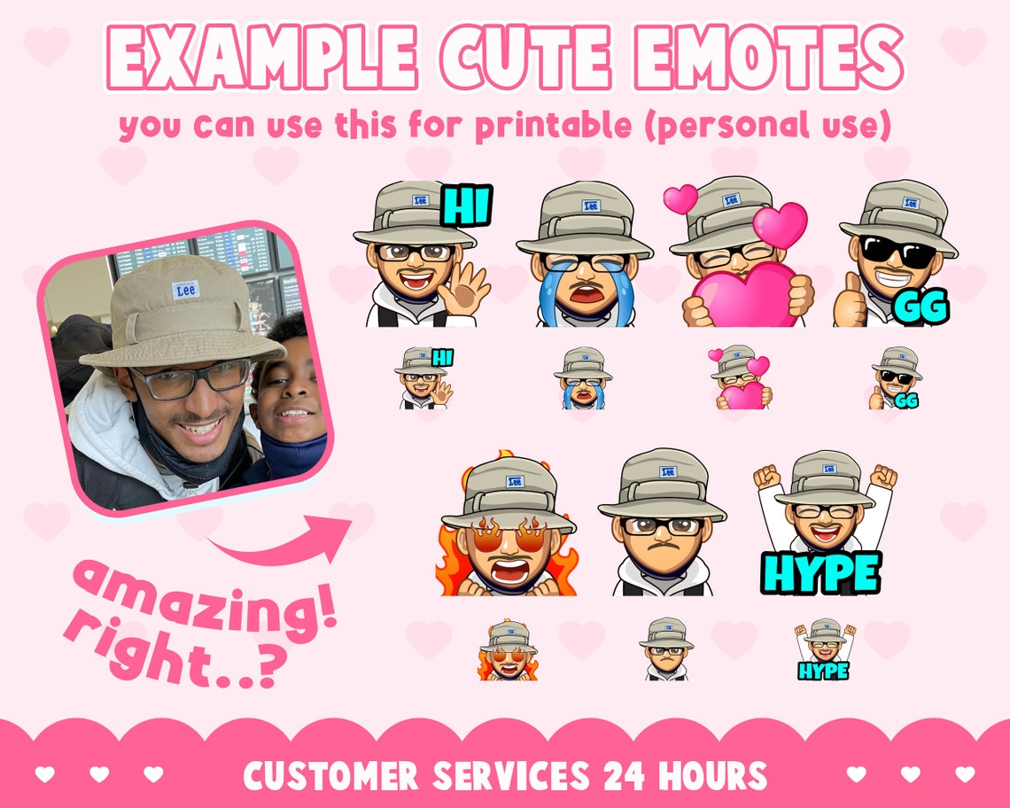 Custom Cute Chibi Pastel Emotes Emojis Sticker for Etsy