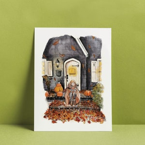 Illustration Un moment Cocooning sur les marches- Esprit automnale