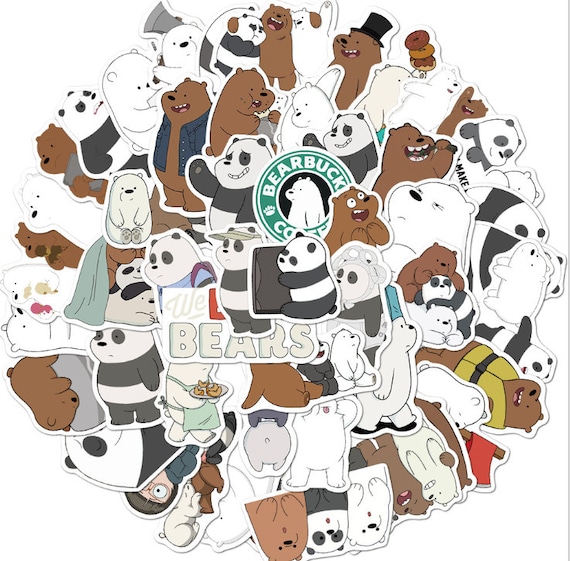 Cute Bare Bears Stickers 100 Pack Cartoon Anime Sticker