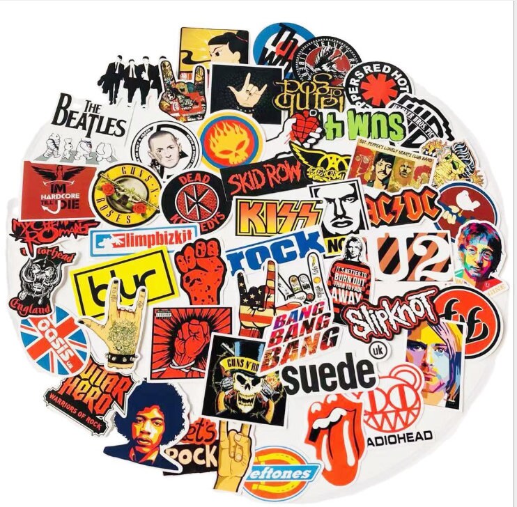 Rock Band Music Stickers Waterproof Set For Bumper Skateboard Etsy