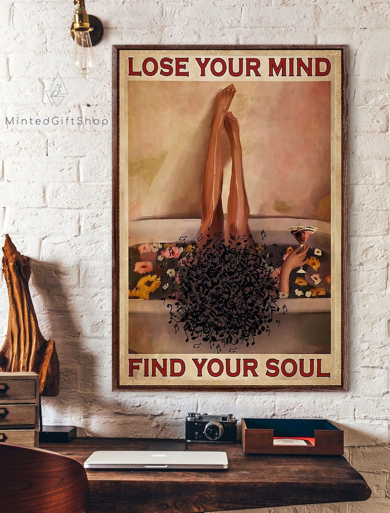 黒人女性のバスルーム「Lose Your Mind Find Your Soul」ポスター、バスルームの装飾、黒人女性のアート、ヴィンテージ ウォール キャンバス 画像 5