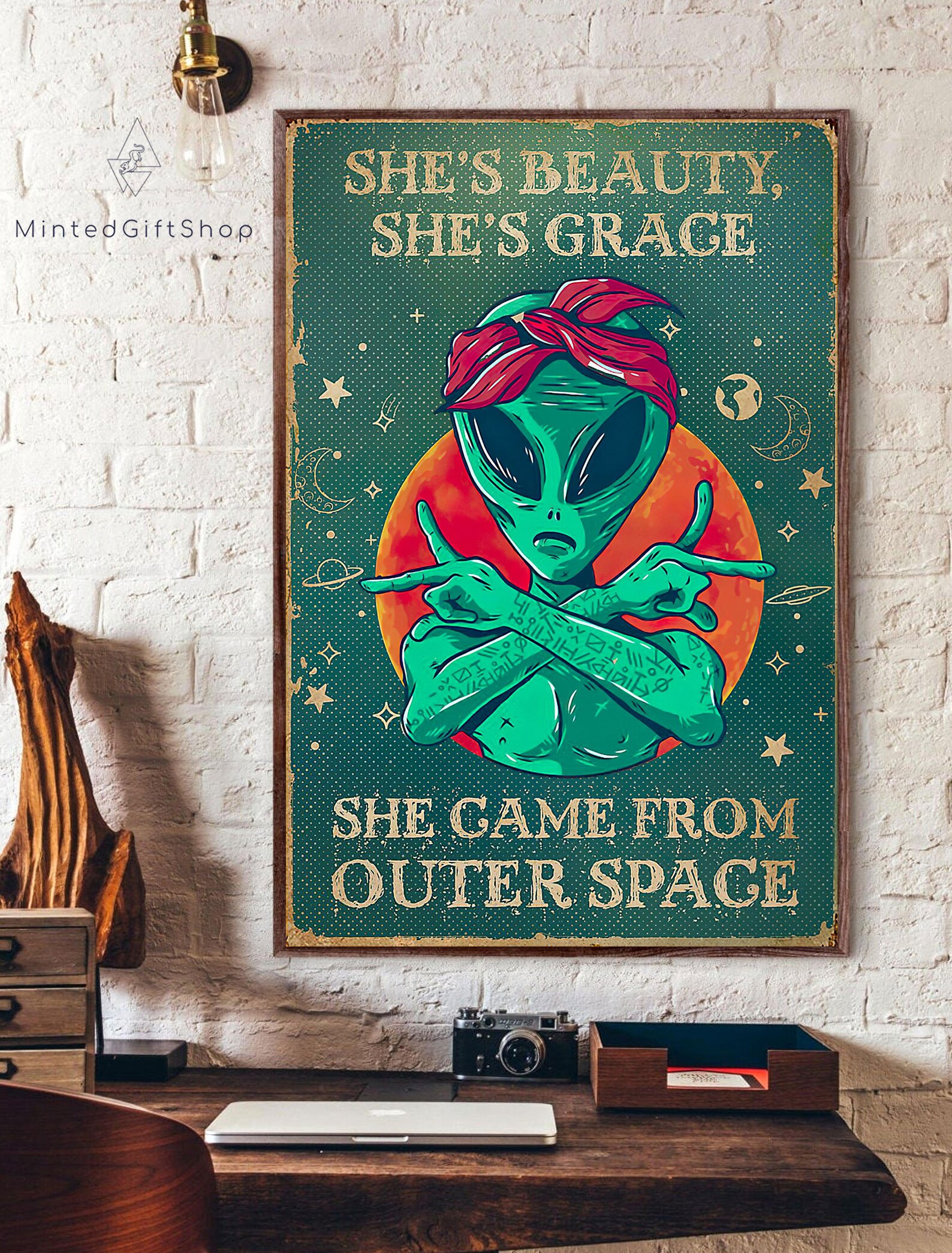 Alien Poster/ She Came From Outer Space Poster/alien Wall Art/ | Etsy