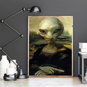 Funny Alien Poster/ UFO Wall Art/Alien Art/ Alien Decor/Space Wall Art image 3