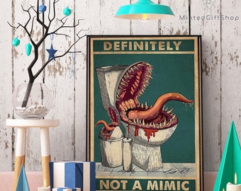 LINQWkk "Definitely Not A Mimic" Metal Sign - 8"x12" Tin Poster, Halloween/D&D Decor - View #3