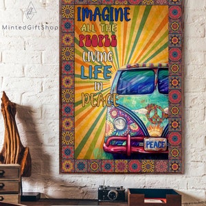 Imagine all people living life in peace poster/hippie/hippie poster/camping car poster