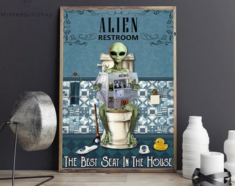 Alien Poster/ Alien Vintage Poster/  Funny Alien Poster/ Alien Home Decor/Funny Alien Gift
