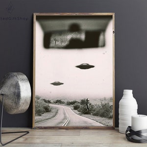 UFO poster, UFO Alien poster, Wall decor, Wall Art