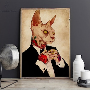 Cat Poster/ Sphynx Cat Poster/ Sphynx Lover Gift/ Cat Wall Art