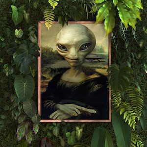 Funny Alien Poster/ UFO Wall Art/Alien Art/ Alien Decor/Space Wall Art
