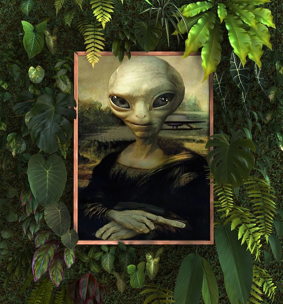 Funny Alien Poster/ UFO Wall Art/Alien Art/ Alien Decor/Space Wall Art