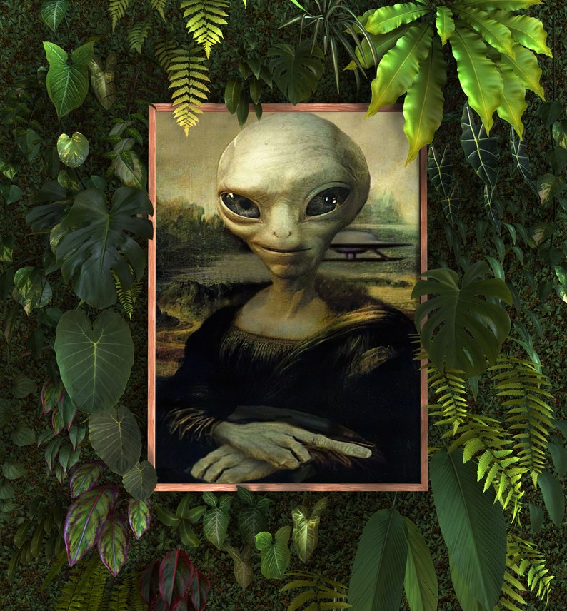 Funny Alien Poster/ UFO Wall Art/Alien Art/ Alien Decor/Space Wall Art image 1