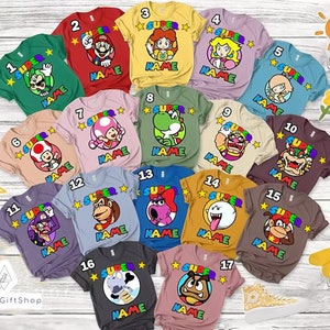 Customized Super Mario Family Shirt, Personalized Mario And Friends Gaming Matching Family Shirt, Super Mario Costume Matching Tee