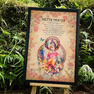 The Metta Bhavana Prayer Poster, Yoga Knowledge, Gift For Yoga Lover, Meditation Poster, Mindfulness Art, Meditation Art, Namaste Poster