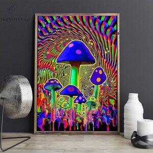 Psychedelic Art Poster/Trippy Poster/hippie room decor/ Psychedelic mushroom Wall Art