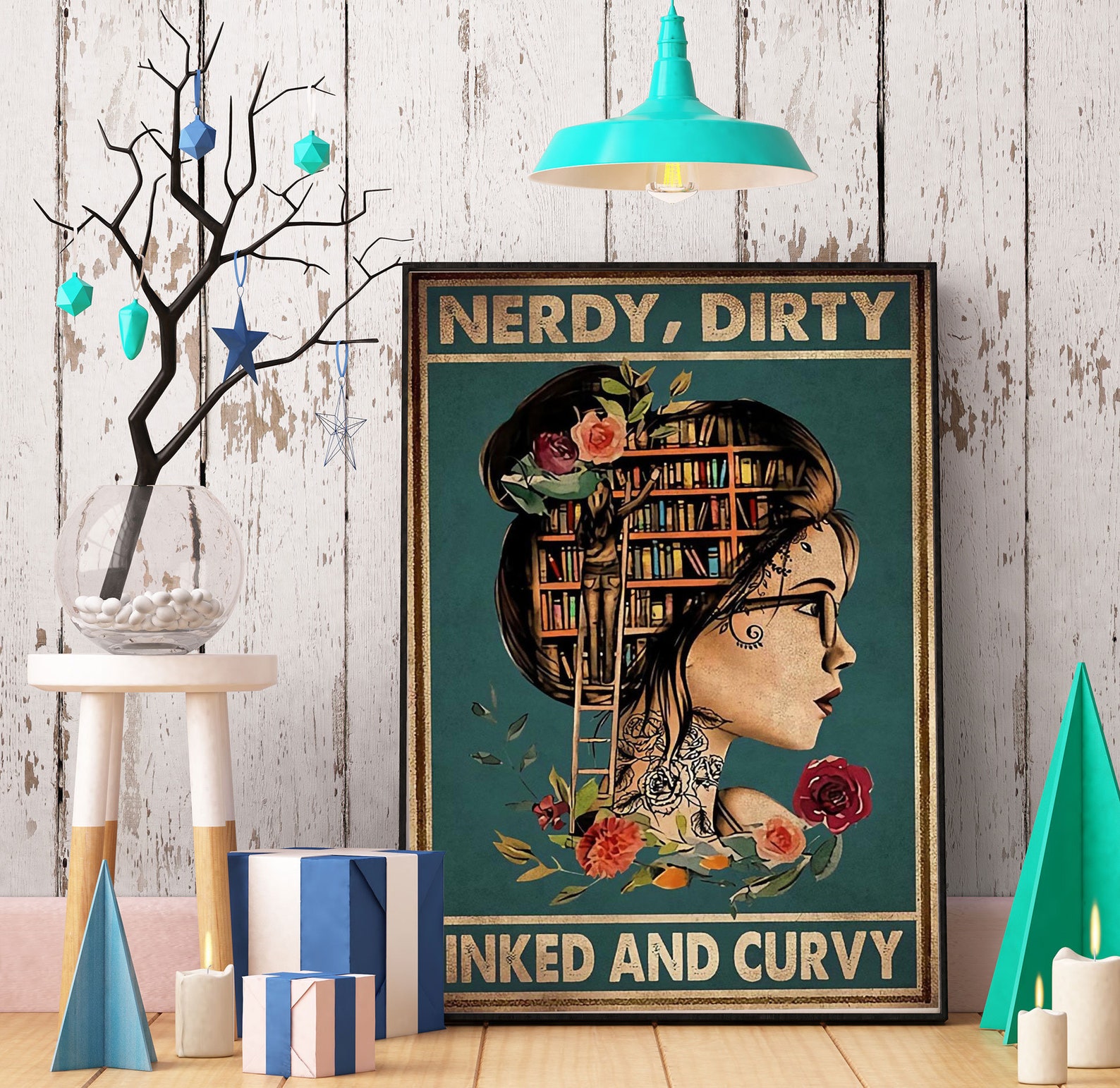 Nerdy Dirty Inked and Curvy Poster/book Lovers Poster/ Tattoo Poster