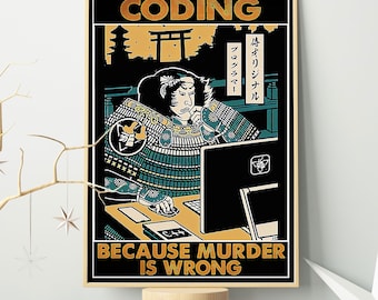 Coding Because Murder Is Wrong Poster/ Computer Science Poster/ Programmer Decor/ Computer Science Room Decor