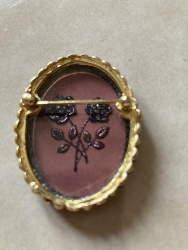 Vintage intaglio rose brooch