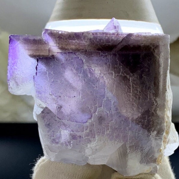 Natural Purple Colour Phantom Flourite Crystal from Balochistan Mine, Phantom Flourite Specimen, Natural Mineral. 201 Grams