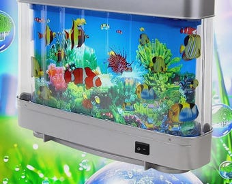 Lâmpada LED para aquário Frutiger Aero com plugue europeu/americano. Nostalgia Vintage com estampa de peixe-palhaço fofo | Cybercore Webcore anos 2000, oceano, água, Y2K, Juminocore