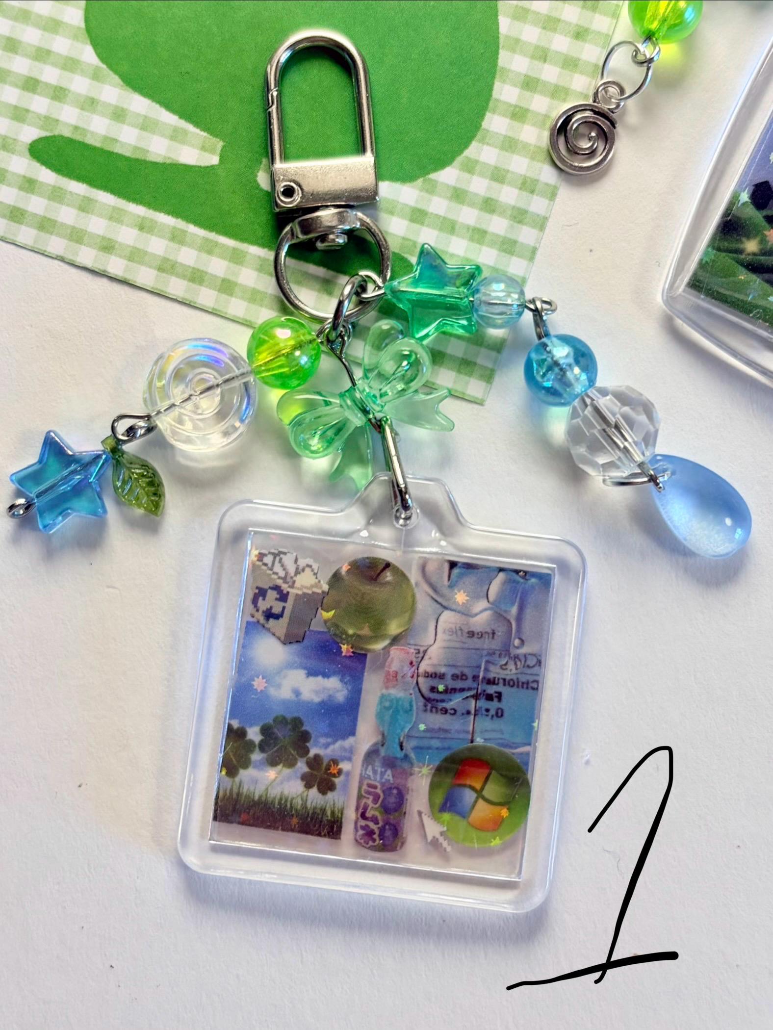 Kidcore Keychains Frutiger Aero Keychain Bag Charm Heiisei Retro Juminocore Green Blue ...