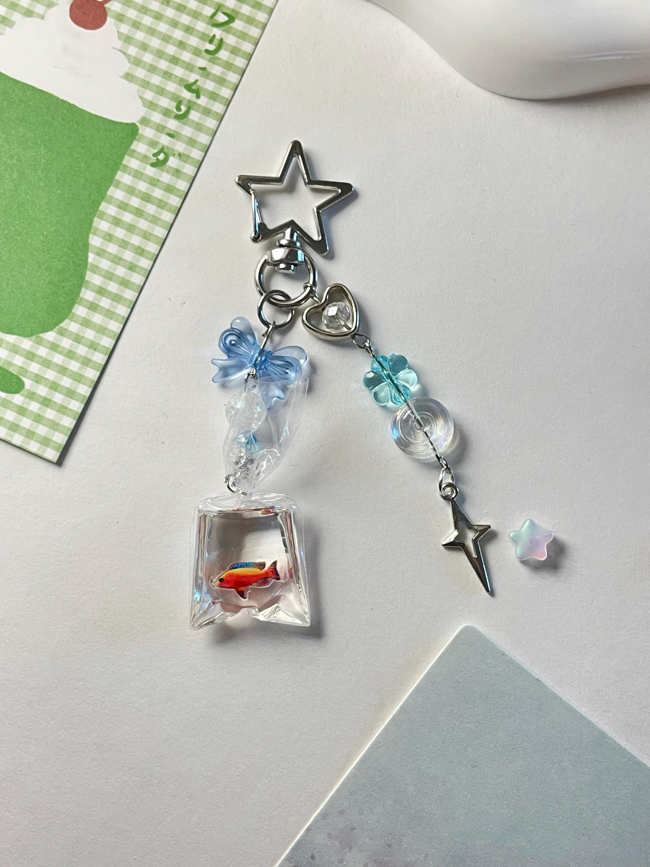Kidcore Keychains Handmade Frutiger Aero Fish Phonecharm Keychain Bag Charm Heiisei Retro ...
