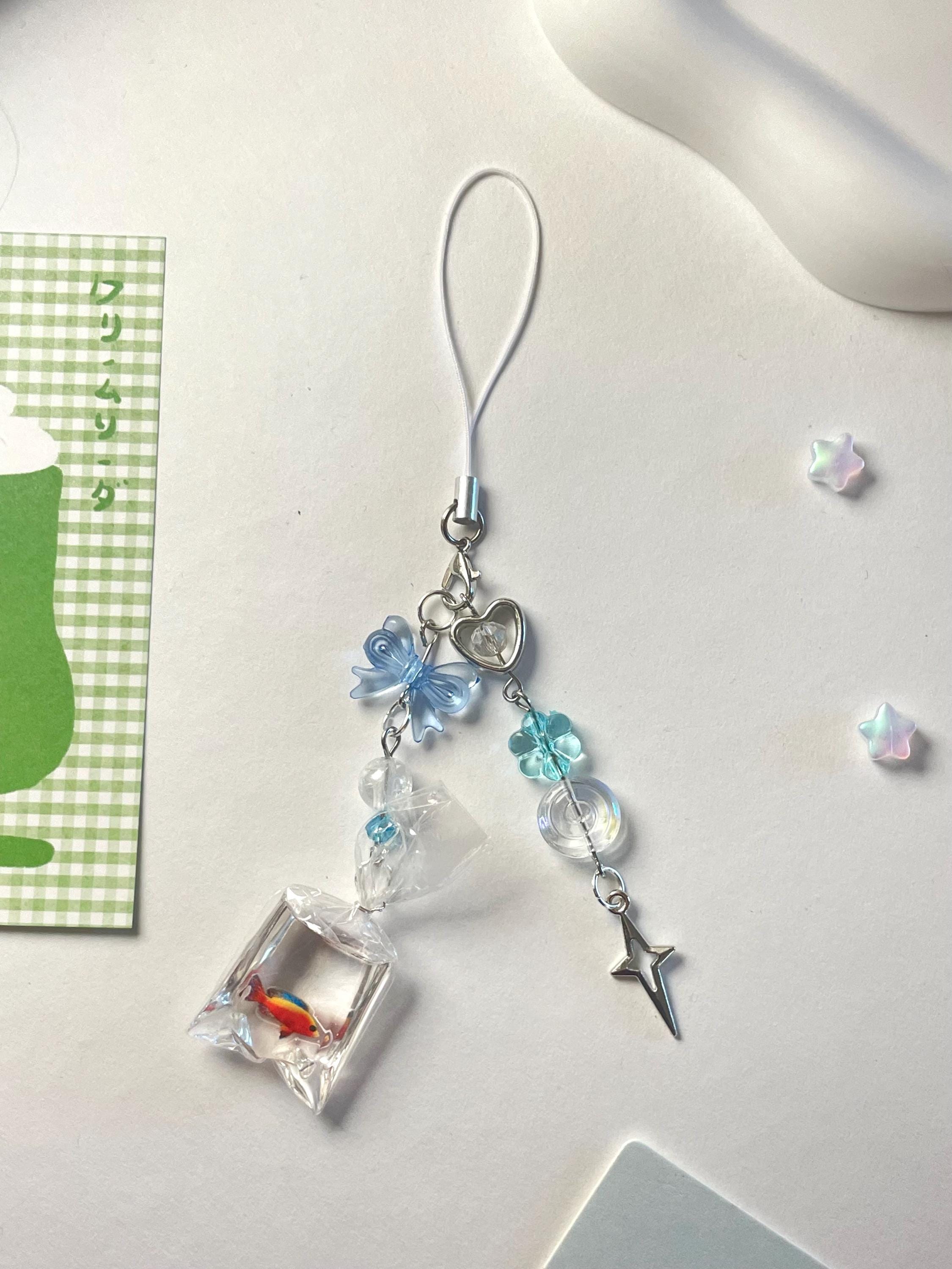 Kidcore Keychains Handmade Frutiger Aero Fish Phonecharm Keychain Bag Charm Heiisei Retro ...