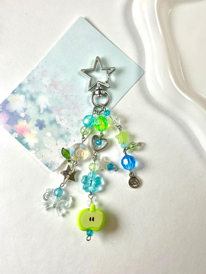 Kidcore Keychains Frutiger Aero Keychain Bag Charm Heiisei Retro Juminocore Green Apple ...