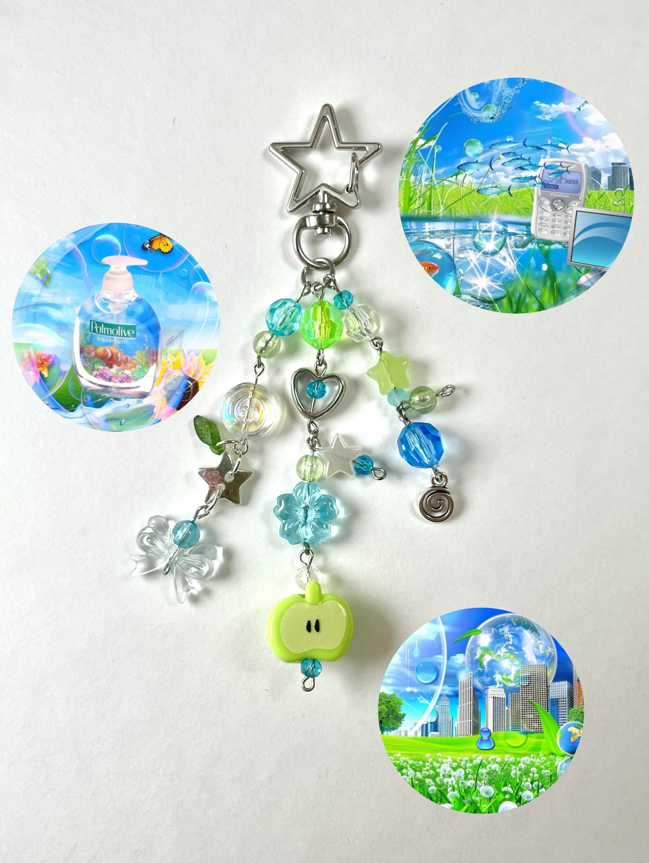 Kidcore Keychains Frutiger Aero Keychain Bag Charm Heiisei Retro Juminocore Green Apple ...