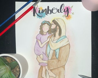 Custom Hand Painted Watercolor Missionary or Baptism Portrait