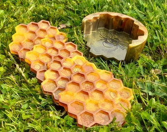 Dessous de verre nid d'abeille et son socle