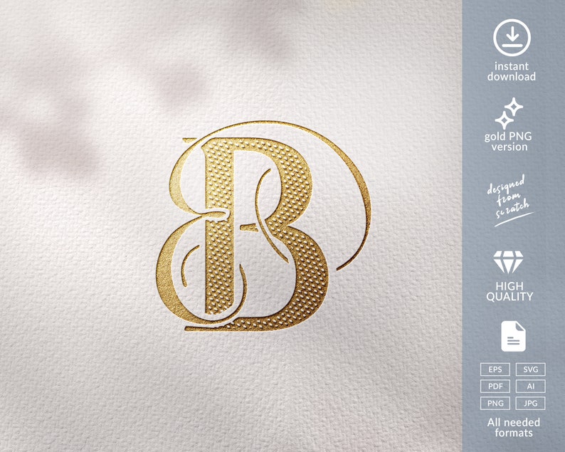 BB Monogram Logo • Gold Wedding Initial (instant Download) - Etsy