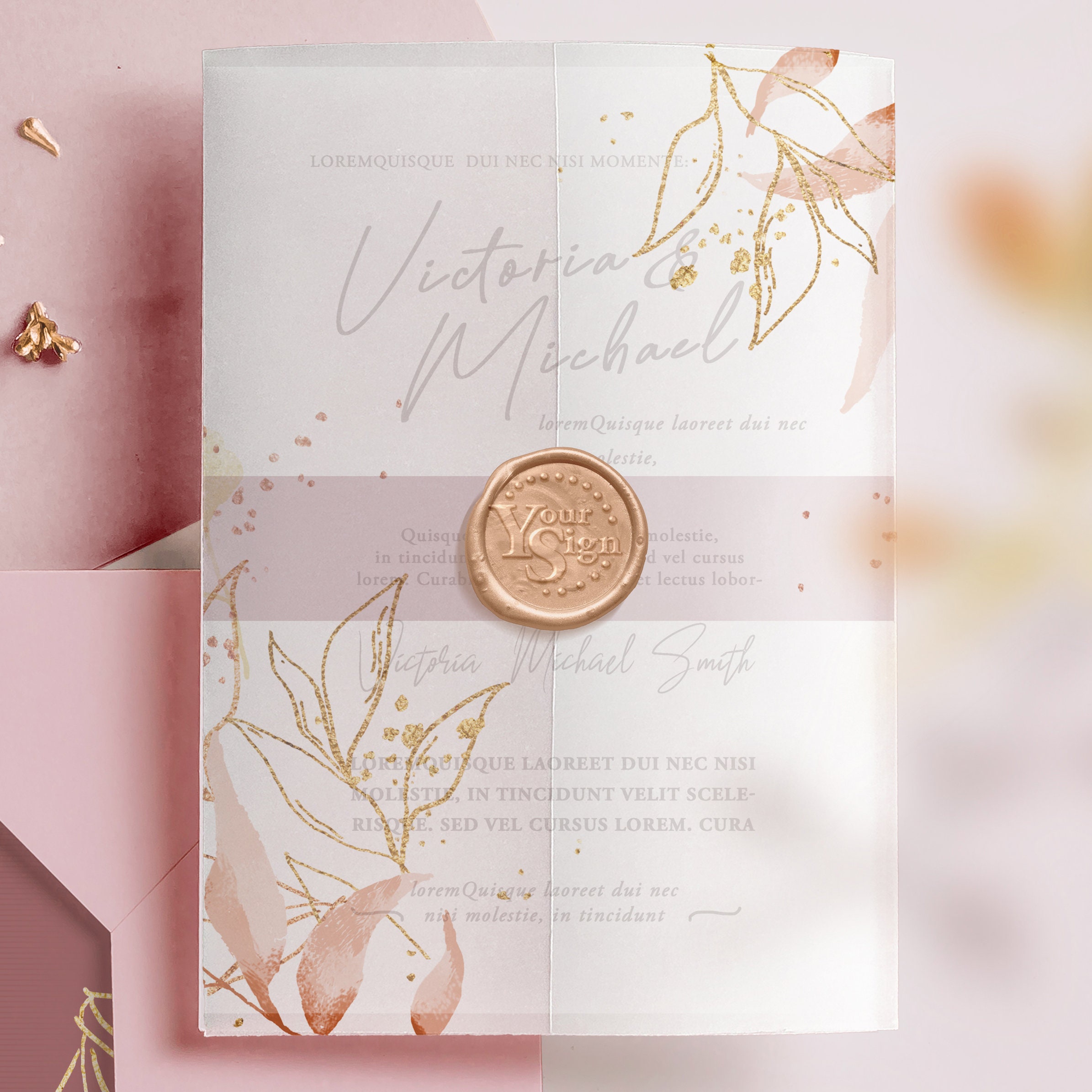 Beautiful Vellum Card Mockup, PSD, Fulleditable Vellum Invitation