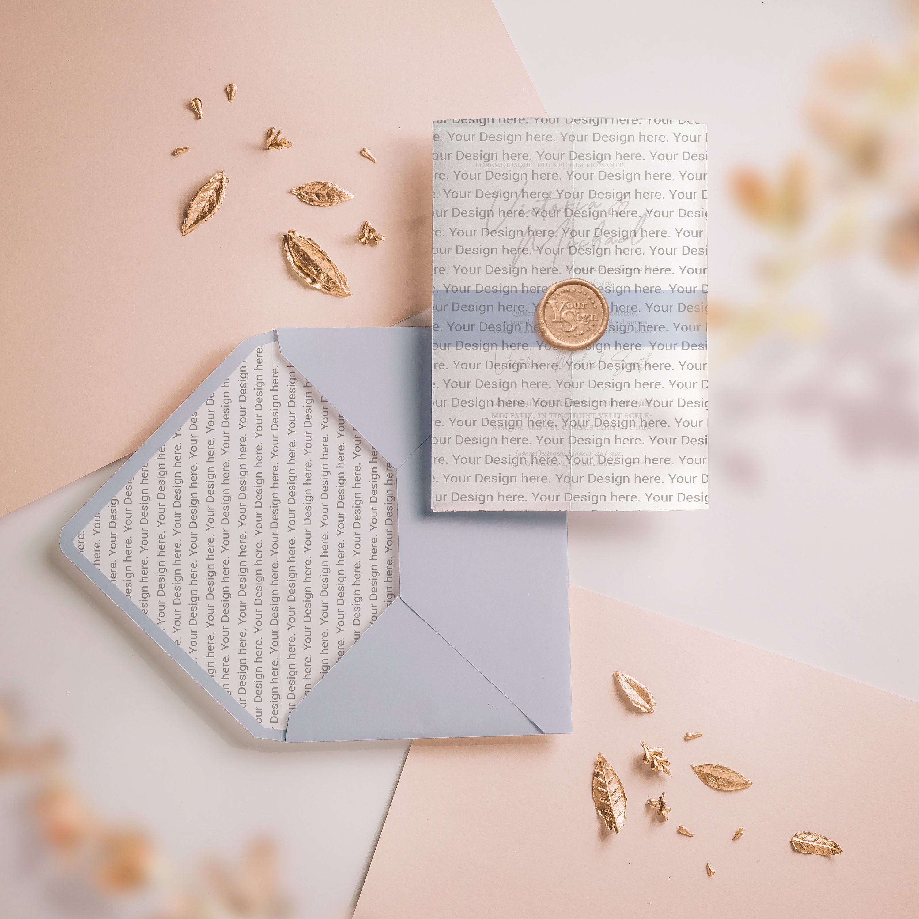 Beautiful Vellum Card Mockup, PSD, Fulleditable Vellum Invitation