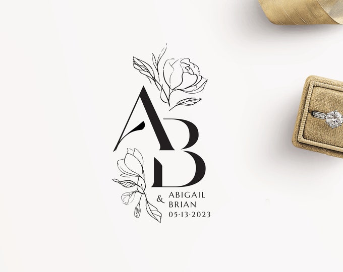 Floral Wedding Monogram Logo, Custom Initials (digital Download) - Etsy