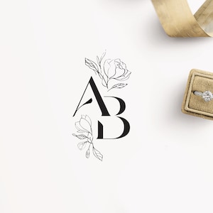 Two letters logo Monogram with flowers, Wedding Monogram Logo, SVG, Wedding Monogram Design, Digital Download, vector, Initials wedding logo