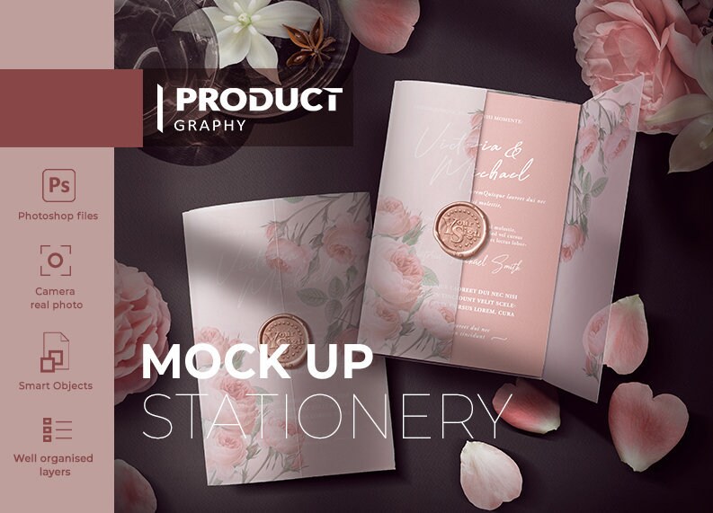Download Psd Wedding Invitation Mock Up Transparent Card Mockup Etsy