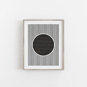 Circle Stripe Print, Black and White Geometric Art, Modern Minimal Art, Abstract, Printable Wall Art, Digital Download