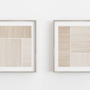 Geometric Block Print Set, Geometric Art, Neutral Colors, Beige and White, Modern Minimal Abstract Art, Printable Wall Art, Digital Download